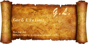 Gerő Líviusz névjegykártya